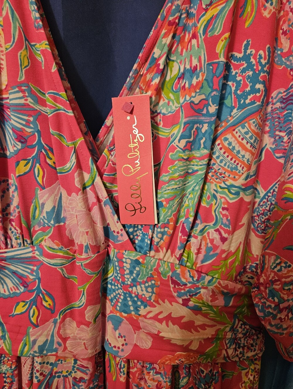 Lilly Pulitzer Pink Multi Floral V-Neck Midi Dress - Picture 7 of 9